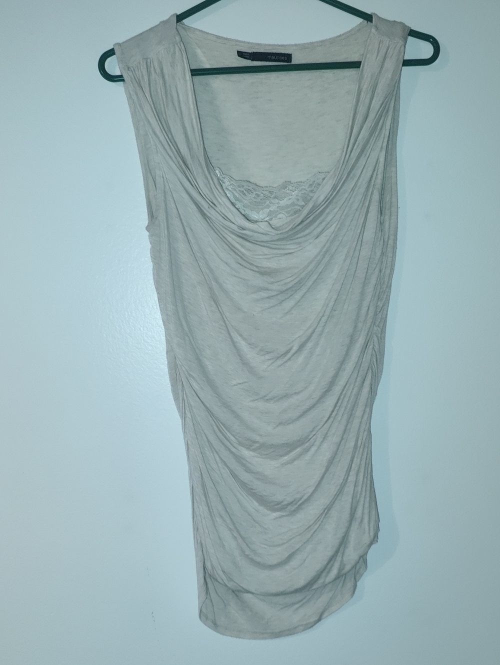 Maurices Draped Cowl Neck Sleeveless Tank - Light Beige